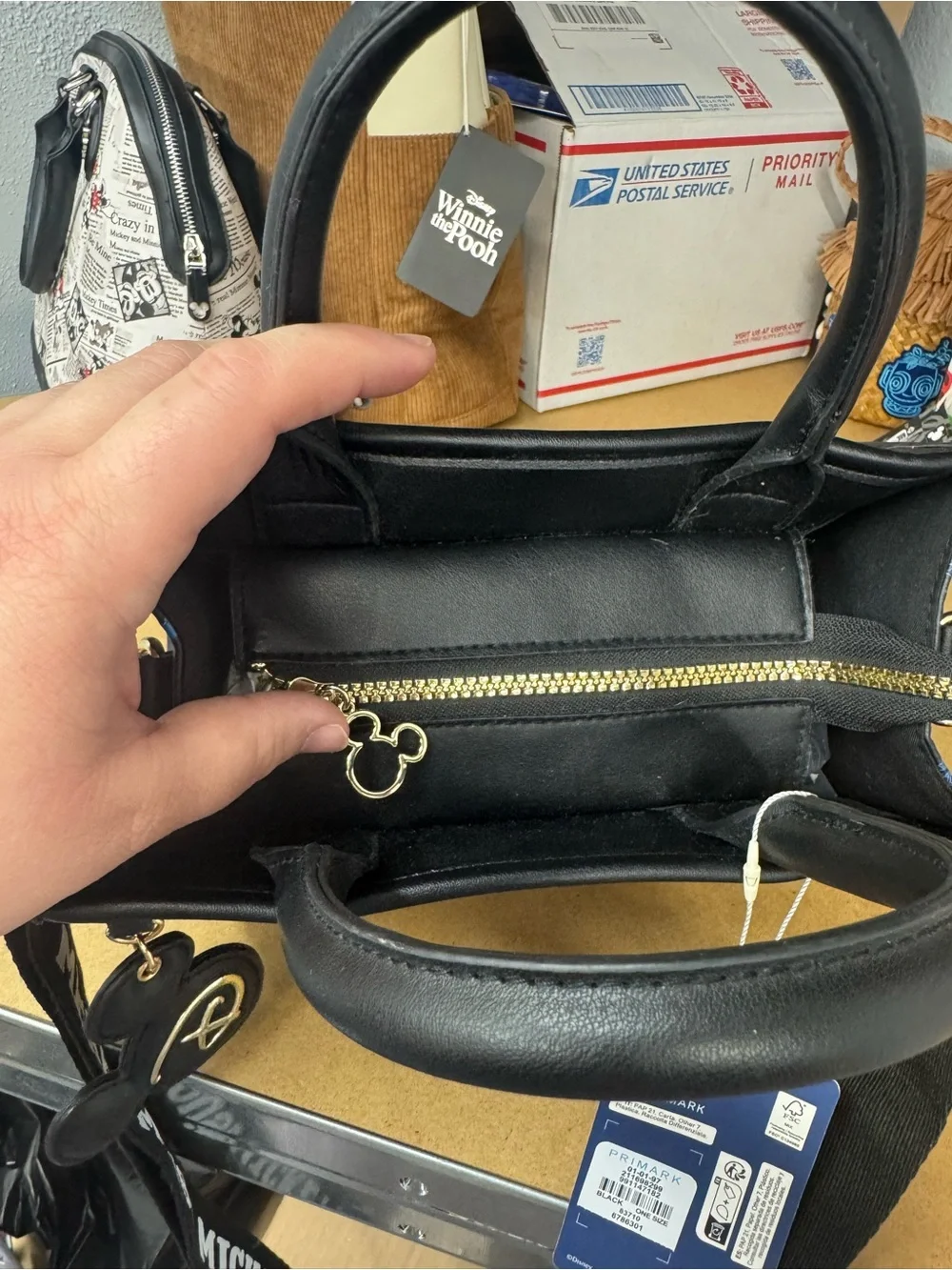 Primark Black Fantasia Mickey Tote Bag with Blue Lettering